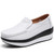 Women's white sewn thread accents slip on rocker bottom shoe 01
