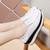 Women's white sewn thread accents slip on rocker bottom shoe 06