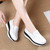 Women's white sewn thread accents slip on rocker bottom shoe 07