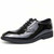 Men's black pattern leather brogue square toe oxford dress shoe 01