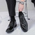Men's black pattern leather brogue square toe oxford dress shoe 02
