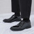 Men's black pattern leather brogue square toe oxford dress shoe 03