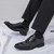 Men's black pattern leather brogue square toe oxford dress shoe 04