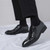 Men's black pattern leather brogue square toe oxford dress shoe 06