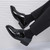 Men's black pattern leather brogue square toe oxford dress shoe 07