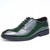 Men's green pattern leather brogue square toe oxford dress shoe 01