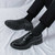 Men's black retro brogue cap toe oxford dress shoe 04