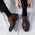 Men's brown retro brogue cap toe oxford dress shoe 05