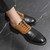 Men's black retro two tone brogue cap toe oxford dress shoe 03