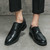 Men's black retro wingtip brogue oxford dress shoe 05