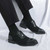 Men's black retro brogue splicing accents cap oxford dress shoe 04