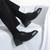Men's black retro brogue splicing accents cap oxford dress shoe 02