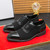 Men's black retro brogue splicing accents cap oxford dress shoe 08