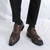 Men's brown retro brogue splicing accents cap oxford dress shoe 07