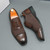 Men's brown retro brogue splicing accents cap oxford dress shoe 09