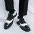 Men's black white wingtip brogue two tone oxford dress shoe 06