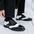 Men's black white wingtip brogue two tone oxford dress shoe 07