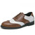 Men's brown white wingtip brogue two tone oxford dress shoe 01