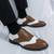 Men's brown white wingtip brogue two tone oxford dress shoe 03