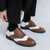 Men's brown white wingtip brogue two tone oxford dress shoe 05