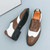 Men's brown white wingtip brogue two tone oxford dress shoe 09