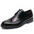 Men's black retro long wing brogue derby dress shoe 01