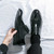 Men's black retro long wing brogue derby dress shoe 06