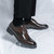 Men's brown retro long wing brogue derby dress shoe 09