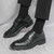 Men's black retro wingtip brogue derby dress shoe 02