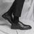 Men's black retro wingtip brogue derby dress shoe 0