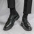 Men's black retro wingtip brogue derby dress shoe 06