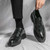 Men's black retro wingtip brogue derby dress shoe 07