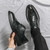 Men's black retro wingtip brogue derby dress shoe 08