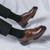 Men's brown retro wingtip brogue derby dress shoe 05