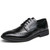 Men's black retro wingtip brogue point toe derby dress shoe 01