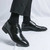 Men's black retro wingtip brogue point toe derby dress shoe 04