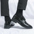 Men's black retro wingtip brogue point toe derby dress shoe 02