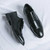 Men's black retro wingtip brogue point toe derby dress shoe 09