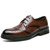 Men's brown retro wingtip brogue croc skin pattern derby dress shoe 01