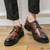 Men's brown retro wingtip brogue croc skin pattern derby dress shoe 05