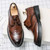 Men's brown retro wingtip brogue croc skin pattern derby dress shoe 08