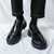 Men's black patent long wing brogue tick sole derby dress shoe 04