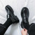 Men's black patent long wing brogue tick sole derby dress shoe 05
