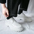 Men's white patent long wing brogue tick sole derby dress shoe 02