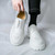 Men's white patent long wing brogue tick sole derby dress shoe 04