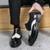 Men's black white two tone wingtip brogue derby dress shoe 02
