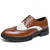 Men's brown white two tone wingtip brogue derby dress shoe 01