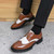 Men's brown white two tone wingtip brogue derby dress shoe 03