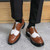 Men's brown white two tone wingtip brogue derby dress shoe 04