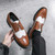 Men's brown white two tone wingtip brogue derby dress shoe 05